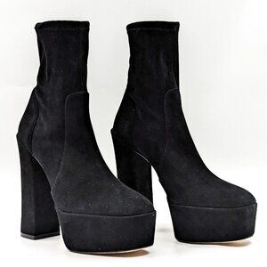 Stuart Weitzman Skyhigh Black Suede Sock Platform 